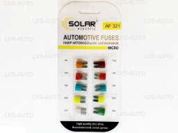 Набір запобіжників мікро, SOLAR 5А, 7,5A, 10А, 15А, 20А, 25А, 30А