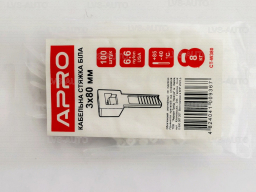 Кабельні стяжки Apro нейлон 3x80мм (100шт) білі