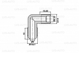 Перехідник з'єднувач кутовий GOMET M14x1/G1/4 латунь