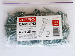 Саморез с пресс-шайбой 4,2*25 со сверлом (цинк белый) 100шт APRO PH2