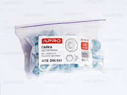 Гайка шестигранная, метрическая М16 DIN 934 кл. пр. 6 цинк белый (20шт) APRO 6016-2