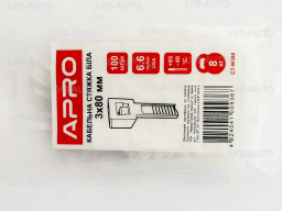 Кабельные стяжки Apro нейлон 3x80мм (100шт) белые
