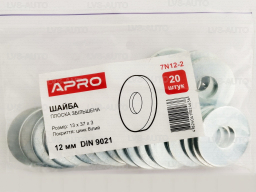 Шайба збільшена 12 мм DIN 9021 цинк білий (пач. 20 шт.) APRO 7N12-2