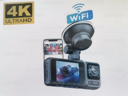 4K Автомобільний відеореєстратор з 3 об'єктивами, Wi-Fi, потрійна камера, передня внутрішня задня камера, 2160P UHD відеореєстратор, 24-годинний монітор паркування